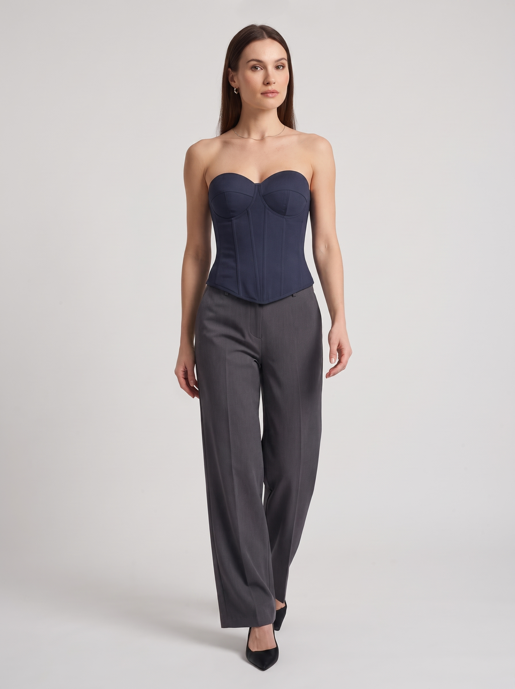 Women's Denim Tube Crop Top with Back-Tied Detail