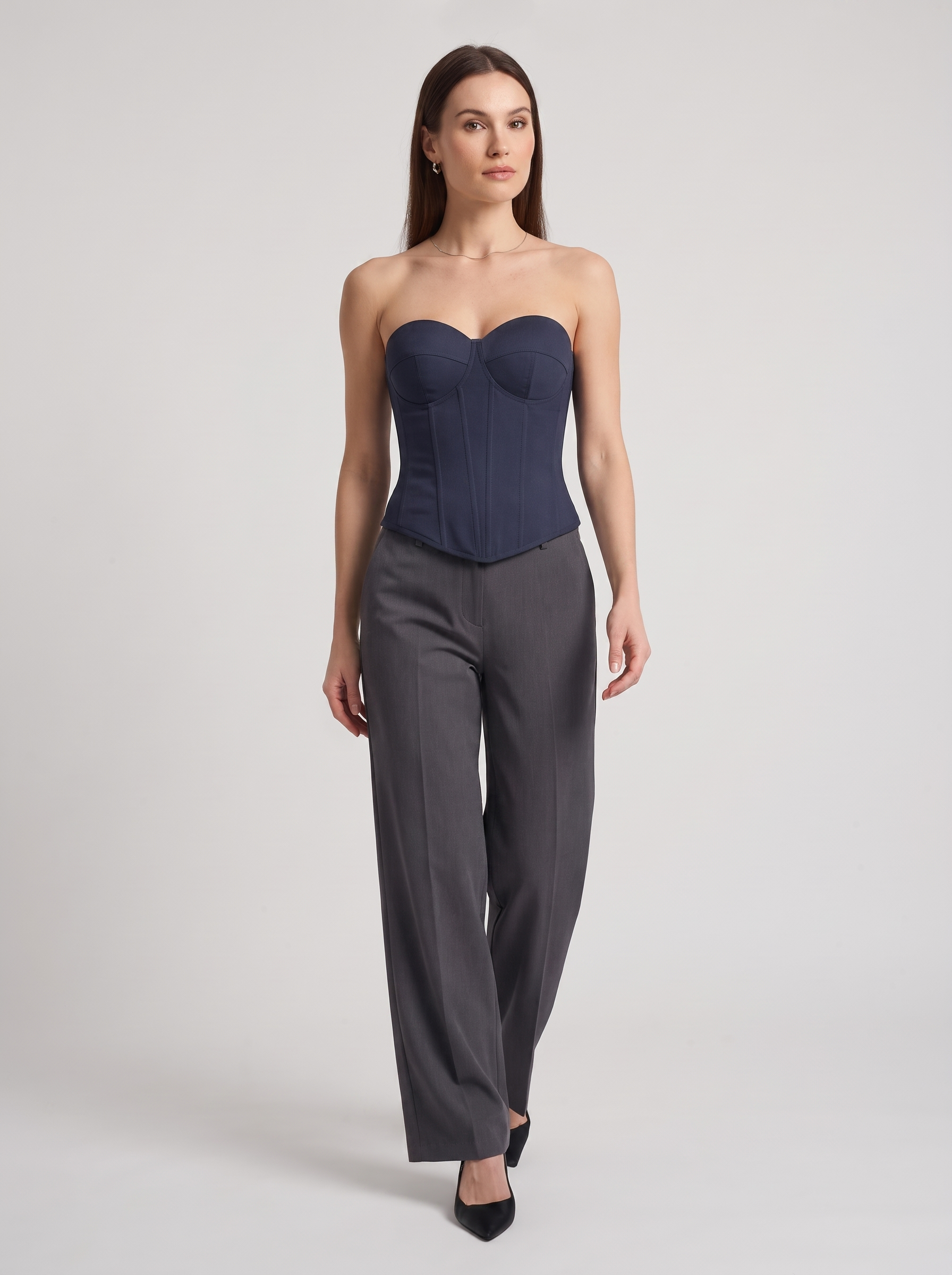 Women's Denim Tube Crop Top with Back-Tied Detail