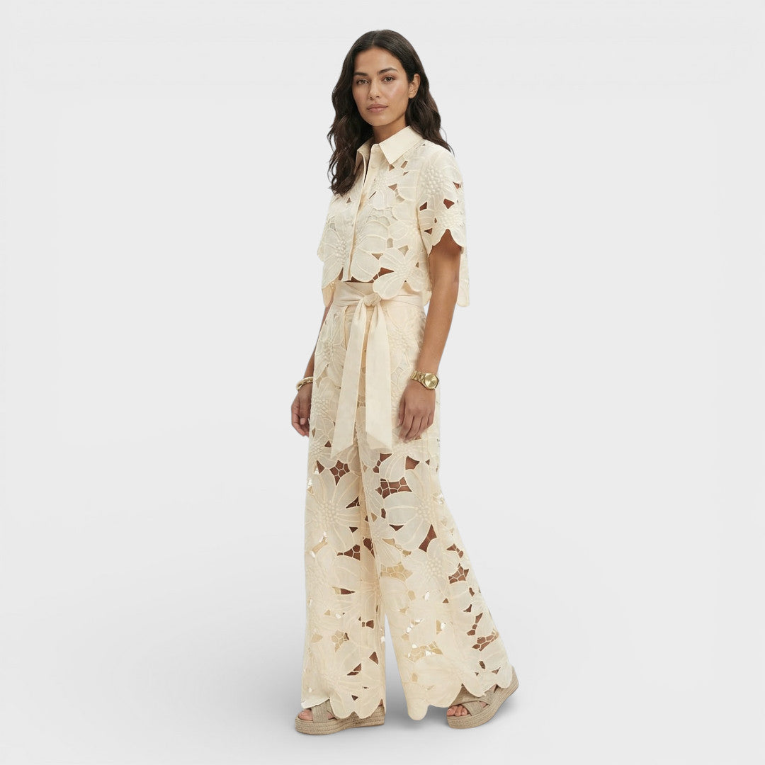 Women's Elegant Shirt and Wide-Leg Pants Outfit
