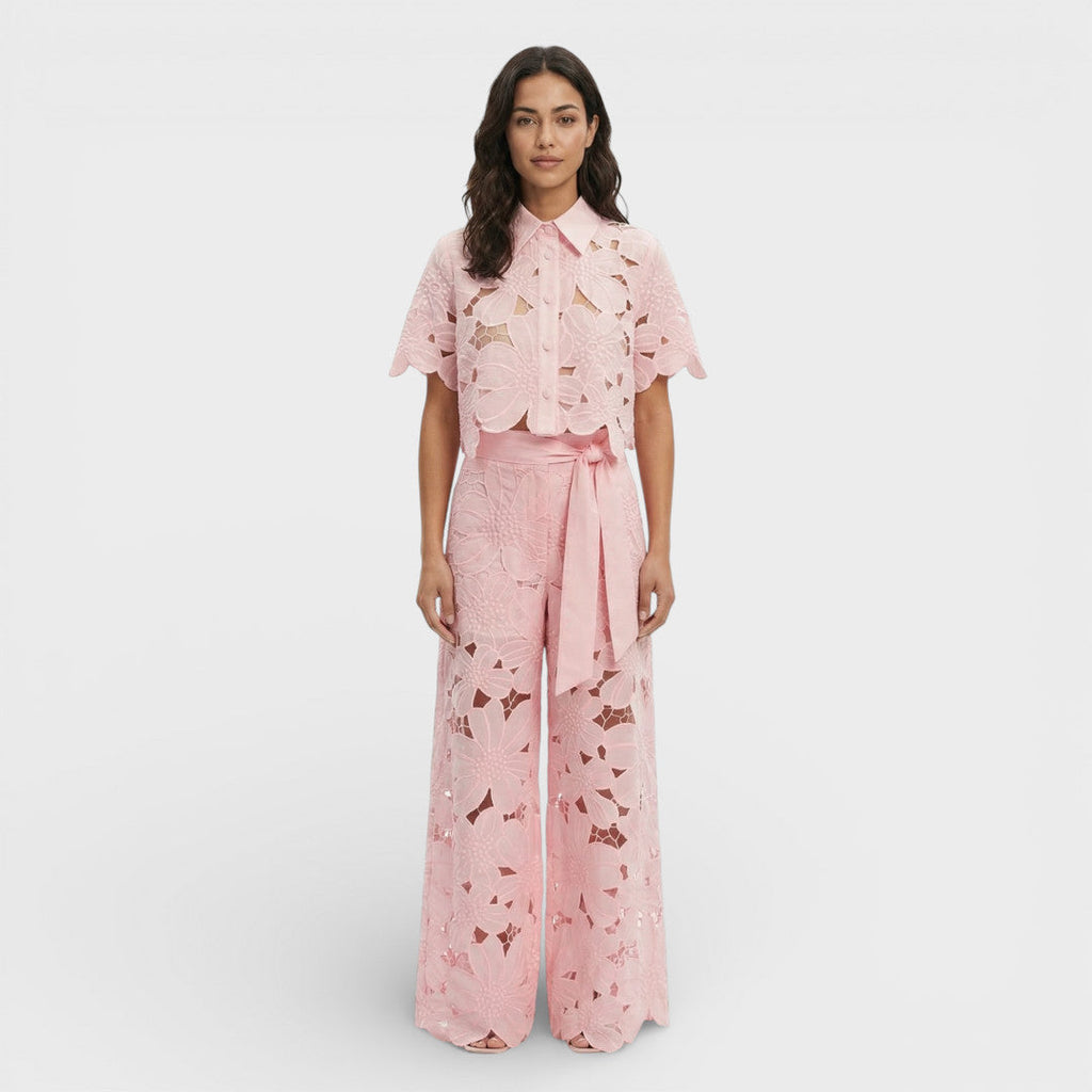 Women's Elegant Shirt and Wide-Leg Pants Outfit