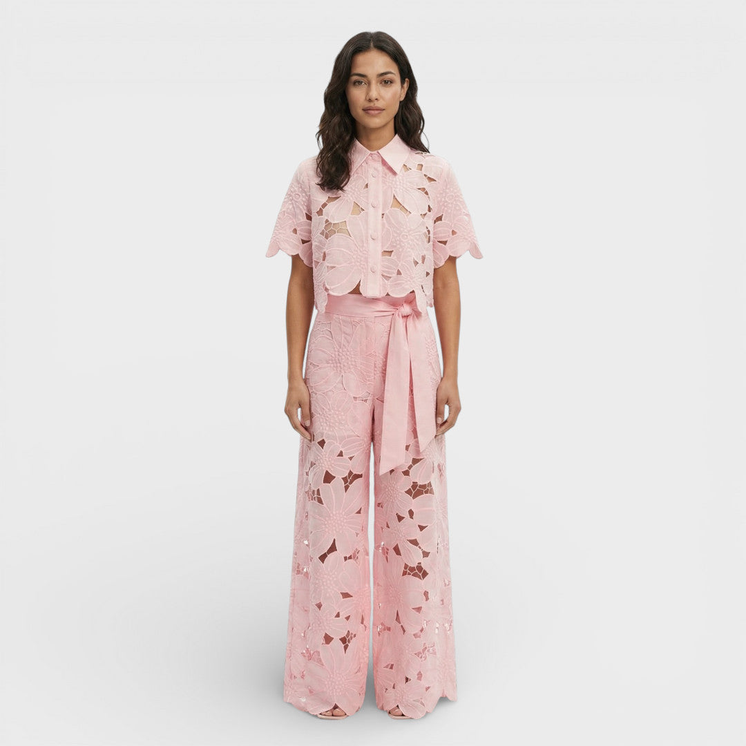 Women's Elegant Shirt and Wide-Leg Pants Outfit