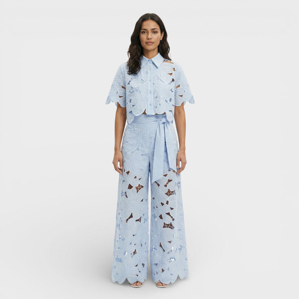 Women's Elegant Shirt and Wide-Leg Pants Outfit