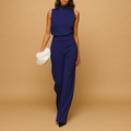 Women's Elegant Sleeveless Jumpsuit with Wide Legs and Pockets