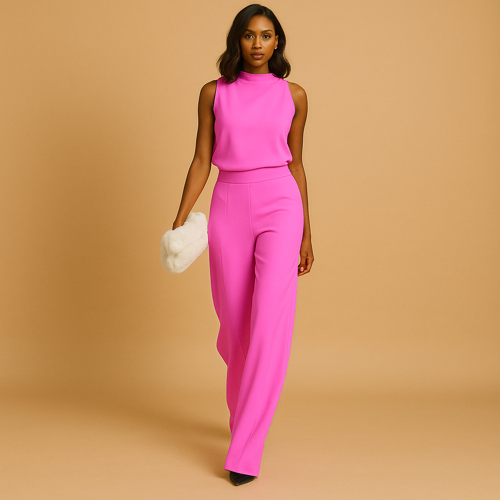 Women's Elegant Sleeveless Jumpsuit with Wide Legs and Pockets