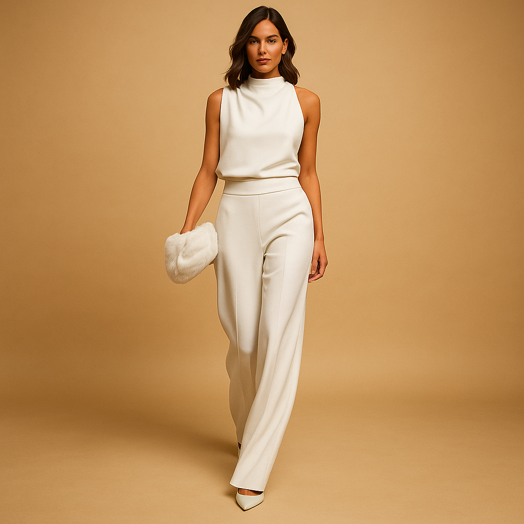 Women's Elegant Sleeveless Jumpsuit with Wide Legs and Pockets