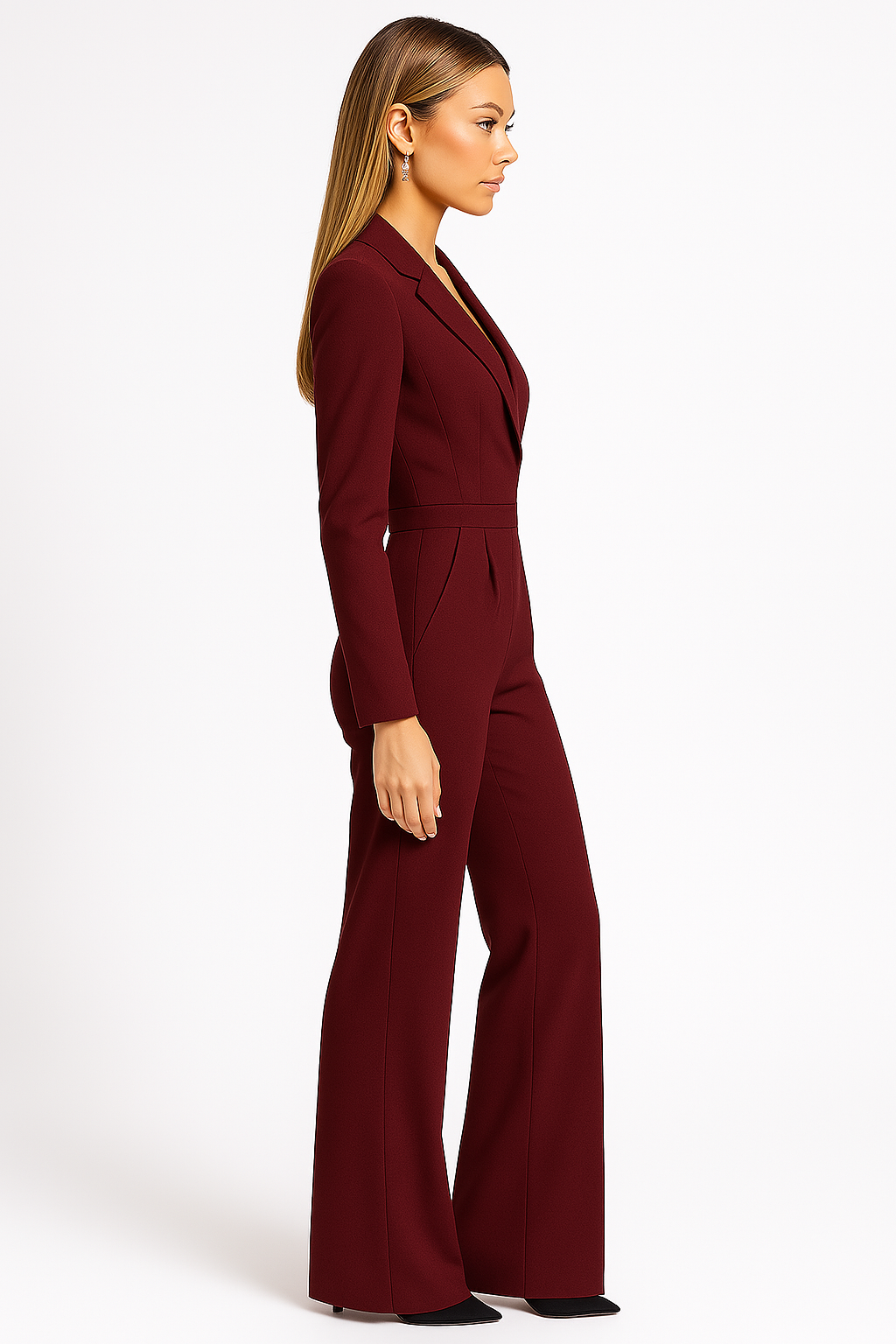 Women's Elegant V-Neck Wide-Leg Jumpsuit