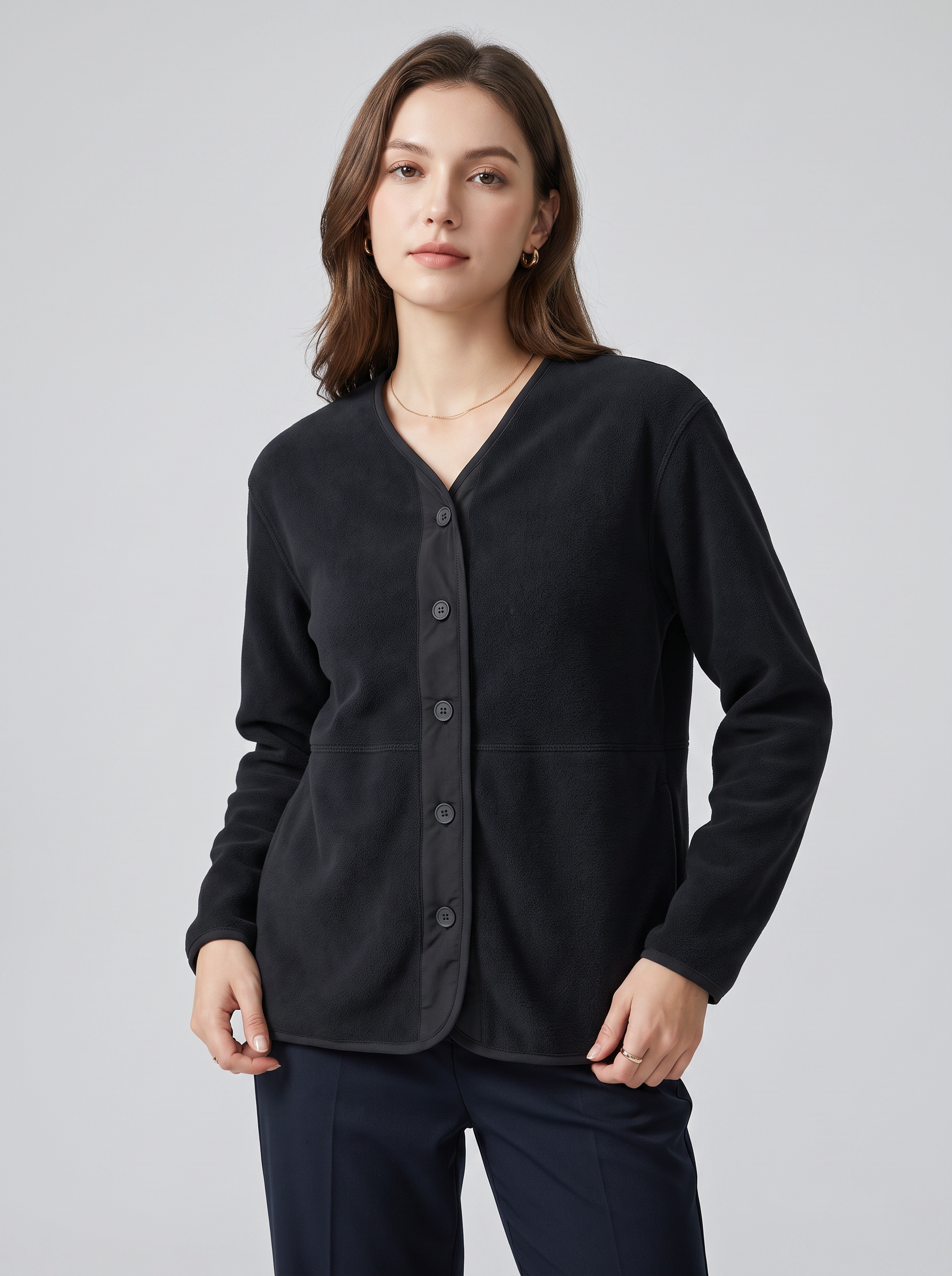 Women's Fleece Cardigan Sweater with Pockets