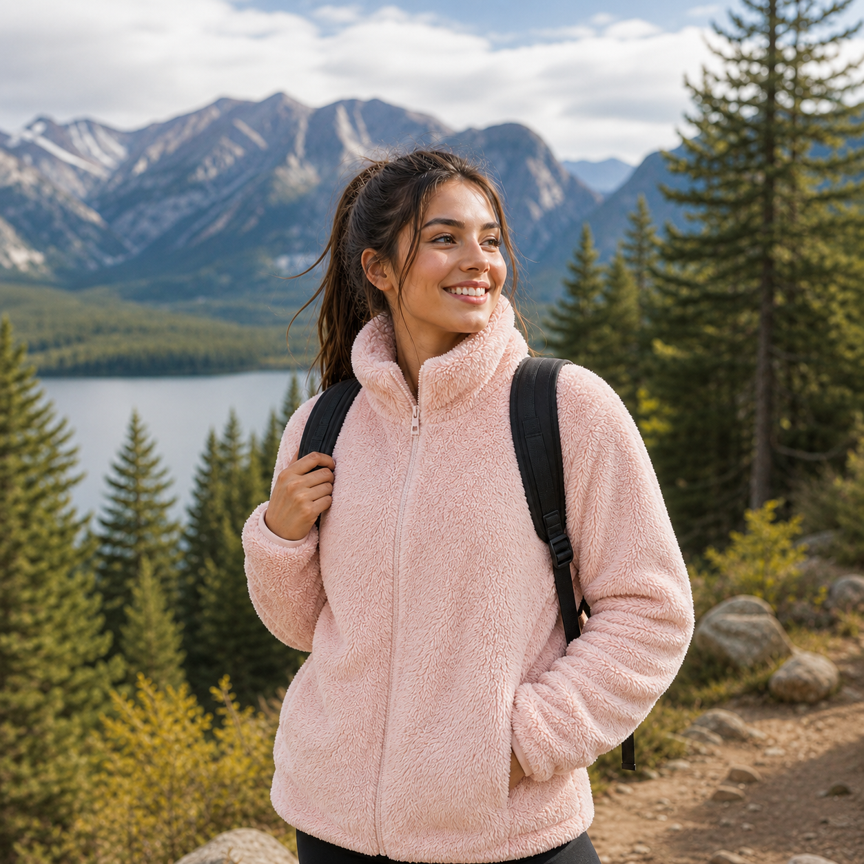 Women's Fleece Jacket with High Collar