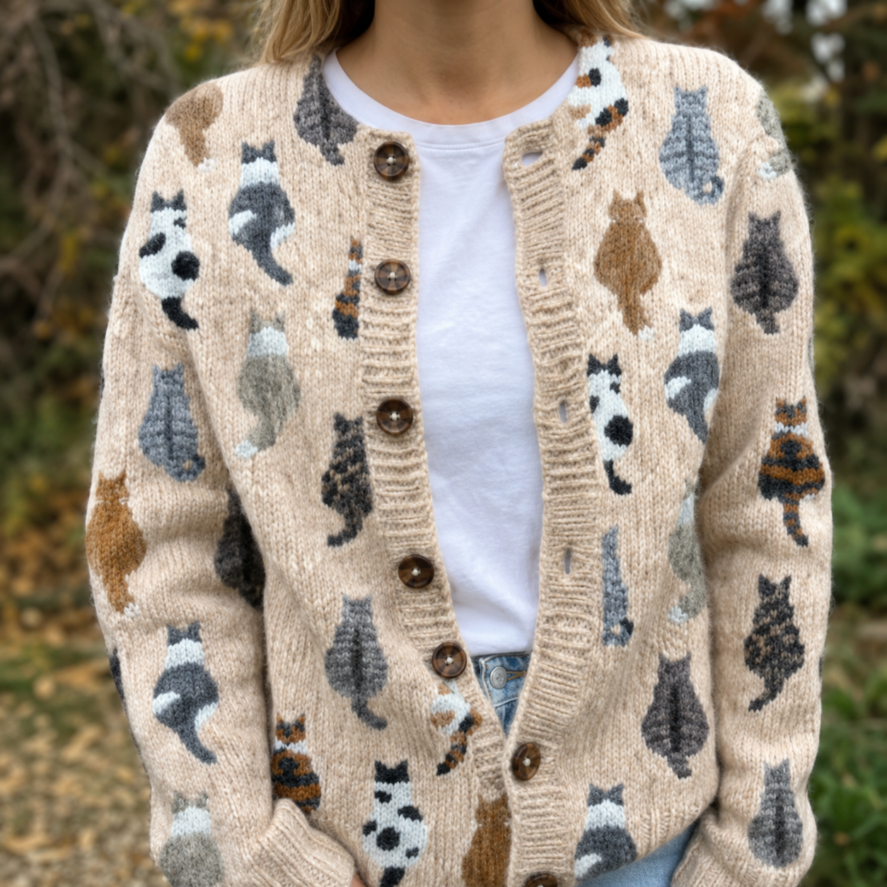 Women's Casual Knitted Cat Cardigan