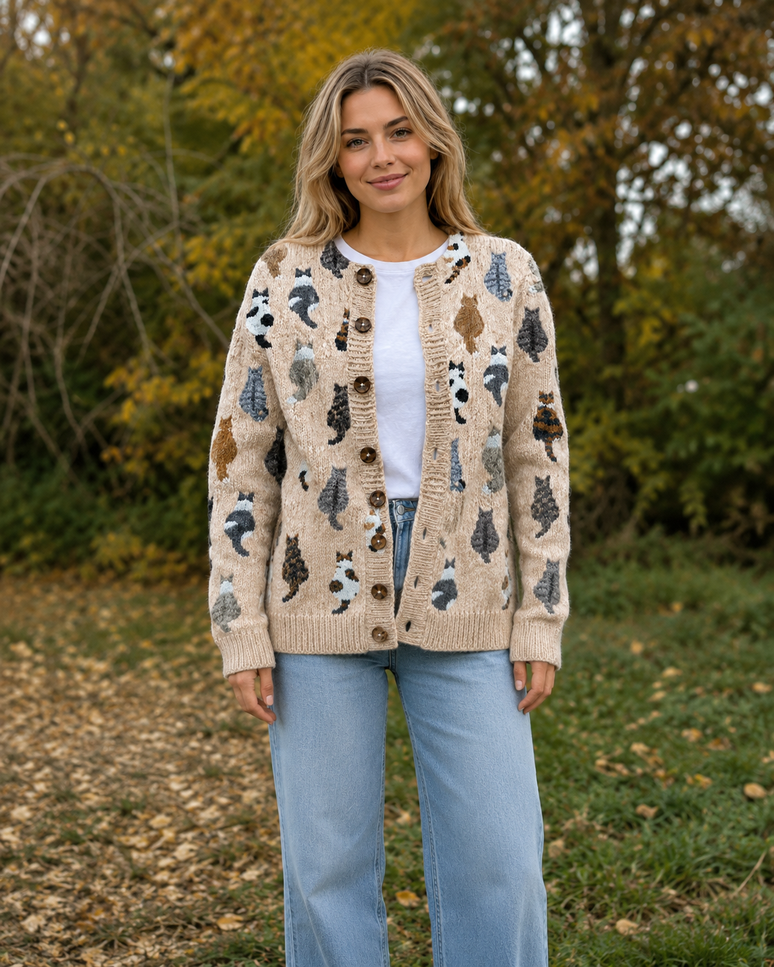 Women's Casual Knitted Cat Cardigan