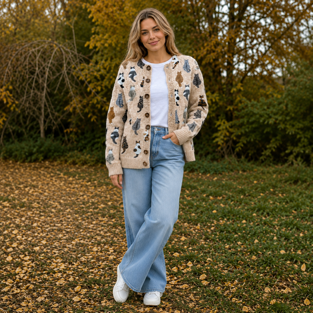 Women's Casual Knitted Cat Cardigan
