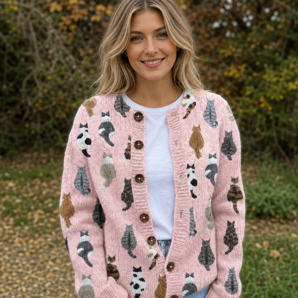 Women's Casual Knitted Cat Cardigan