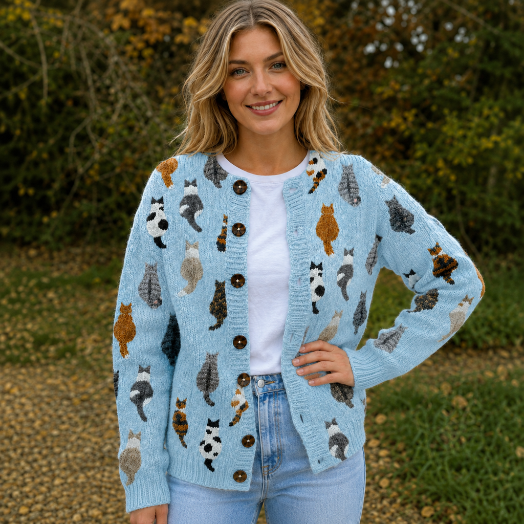 Women's Casual Knitted Cat Cardigan
