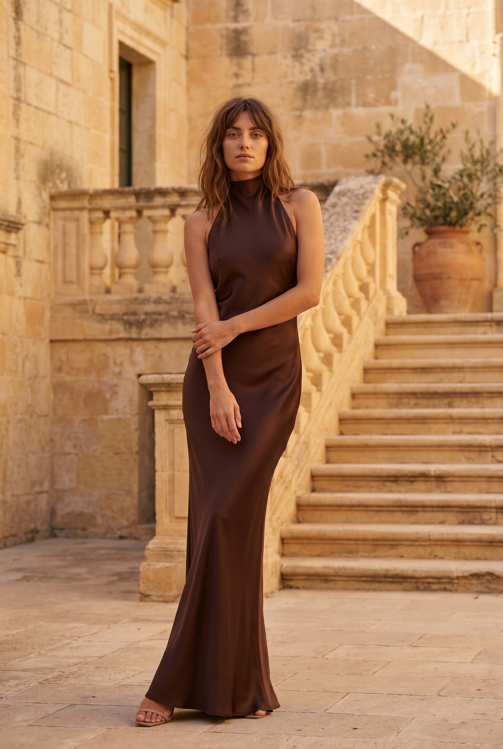 Women's Halter Neck Maxi Dress for Formal and Cocktail Events