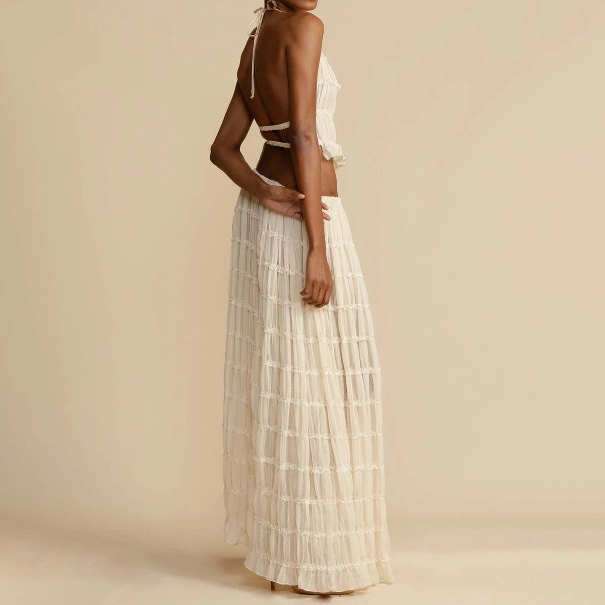 Women's Halter Pleated Skirt Set