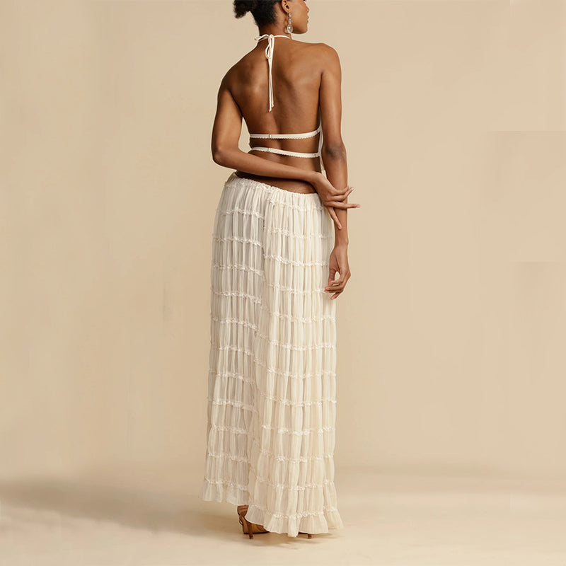Women's Halter Pleated Skirt Set