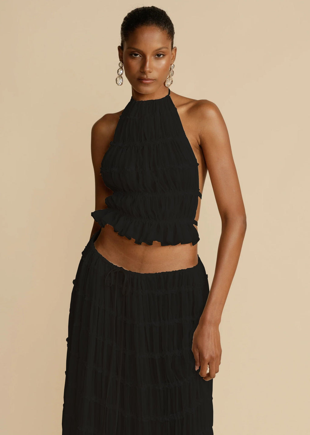 Women's Halter Pleated Skirt Set