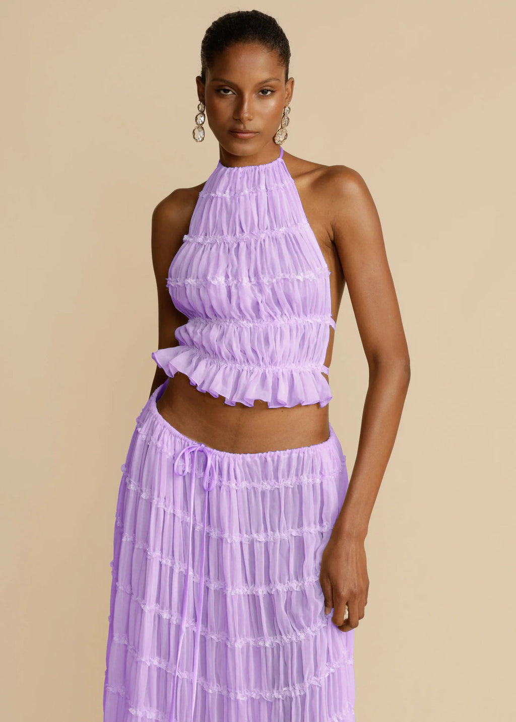 Women's Halter Pleated Skirt Set