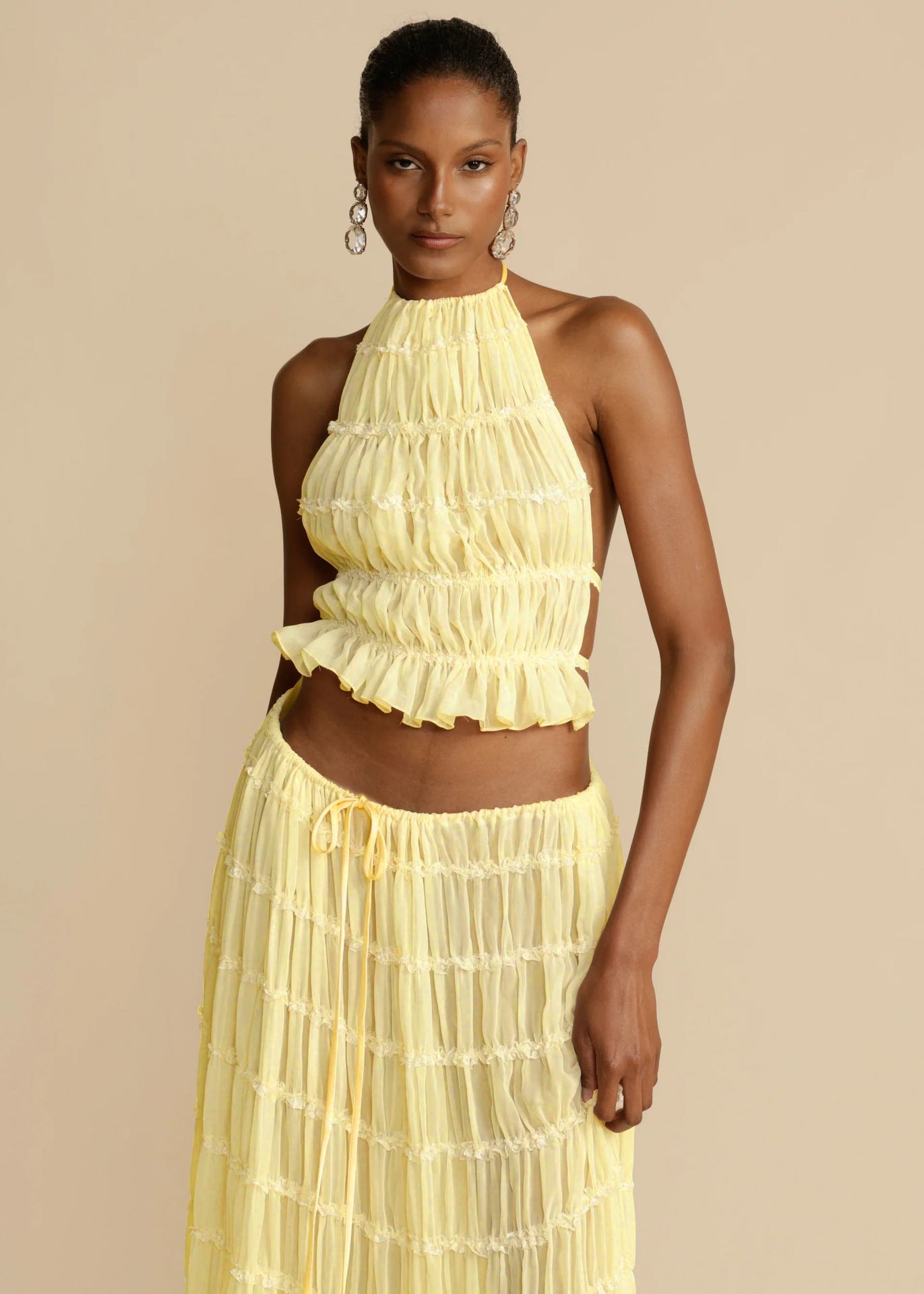 Women's Halter Pleated Skirt Set