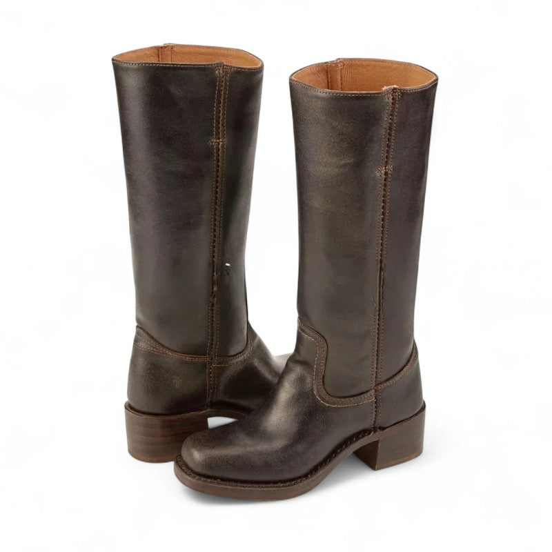 Women's Knee High Black Leather Boots