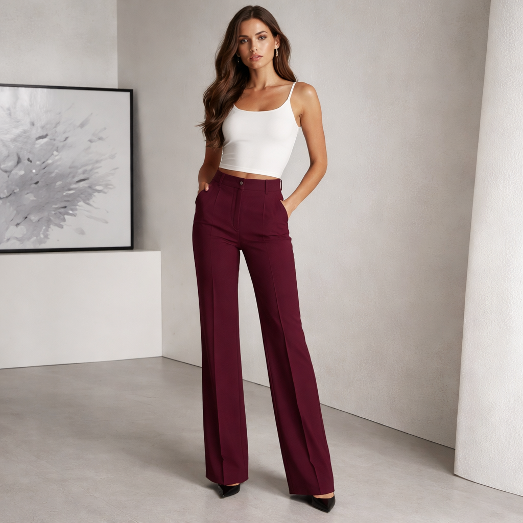 Women's High Waist Straight-Leg Pants for Versatile Style