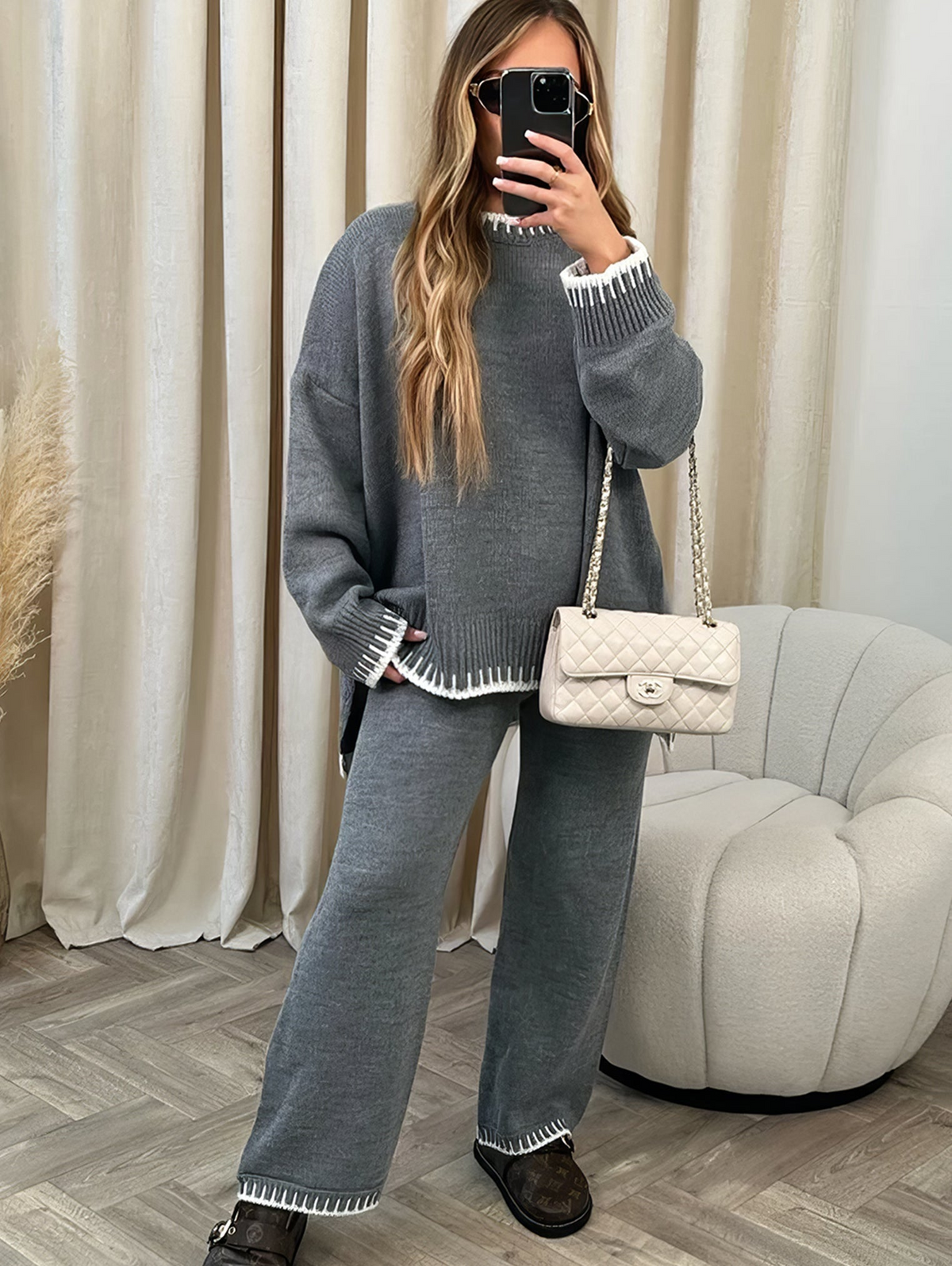 Completo da casa in maglia da donna - Outfit confortevole per il tempo libero