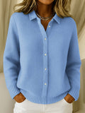 Women's Knitted Cardigan Sweater with Button Closure