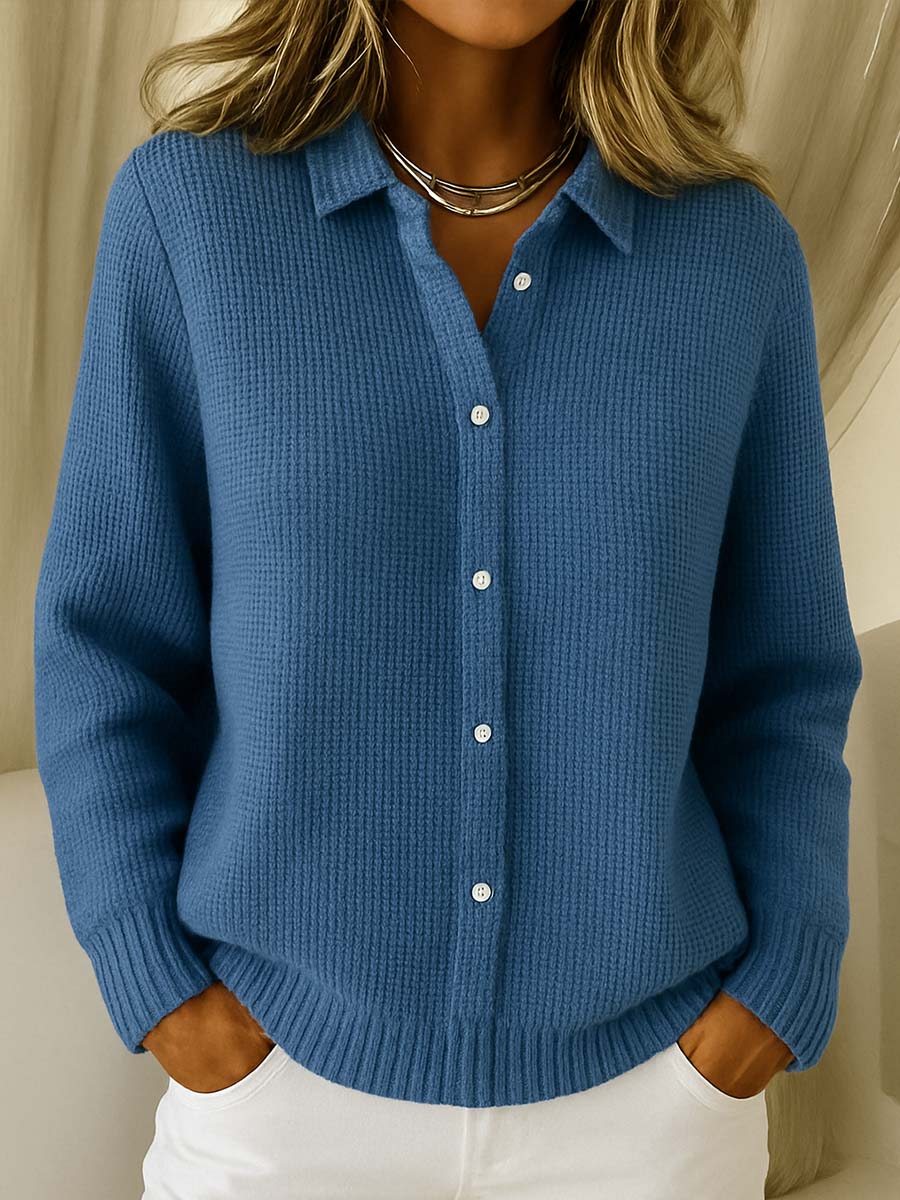 Women's Knitted Cardigan Sweater with Button Closure