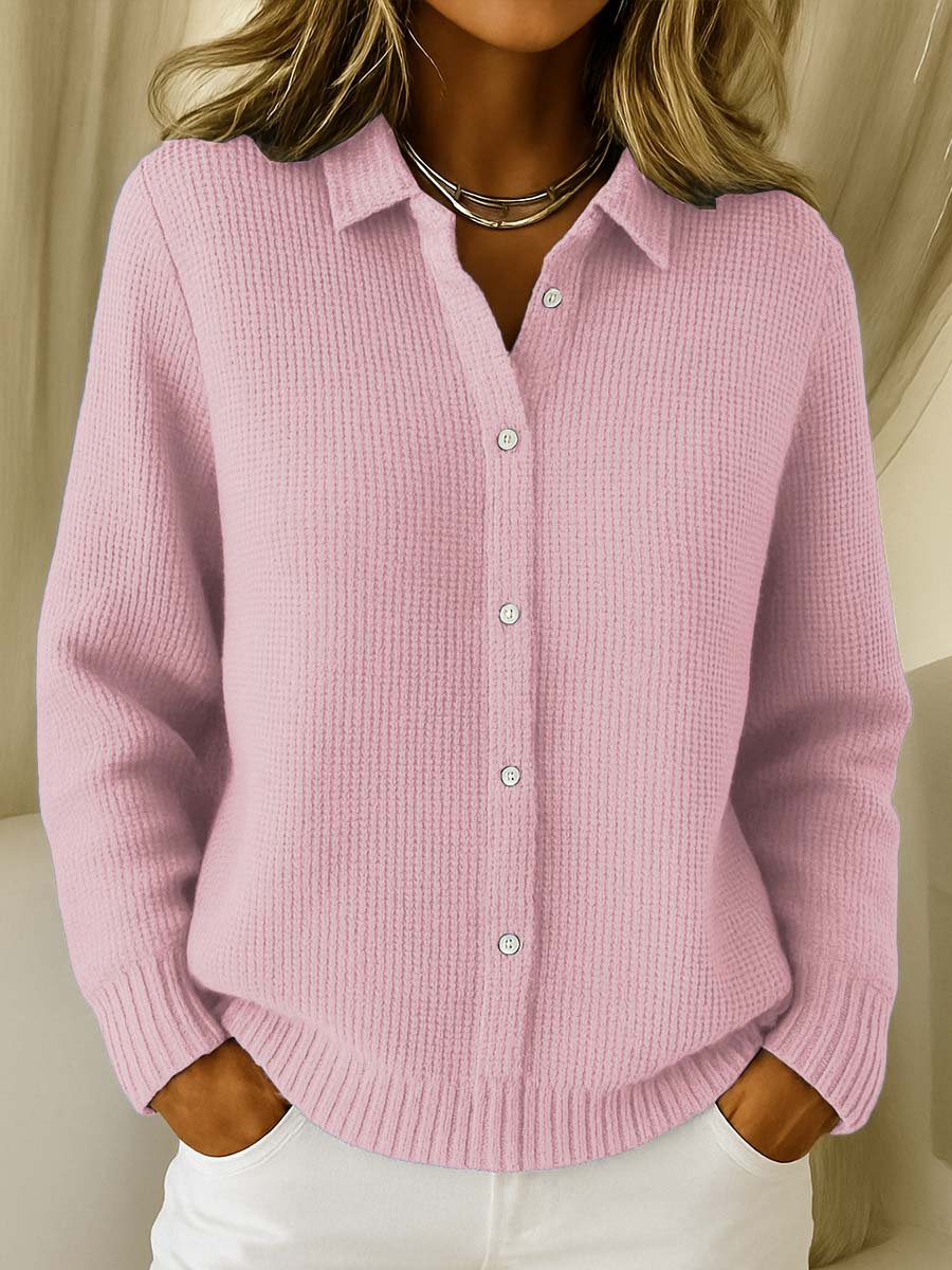 Women's Knitted Cardigan Sweater with Button Closure