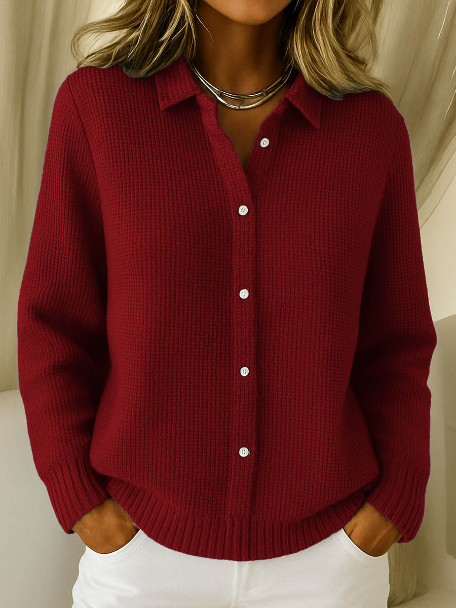 Women's Knitted Cardigan Sweater with Button Closure