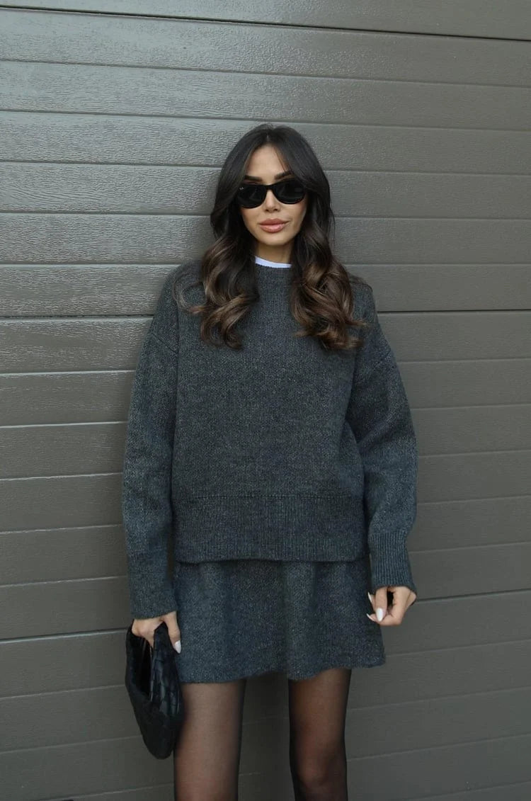 Women's Knitted Sweater and Fitted Skirt Set