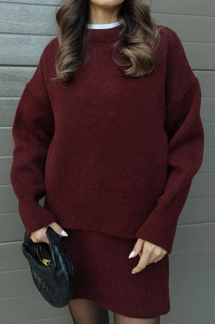 Women's Knitted Sweater and Fitted Skirt Set