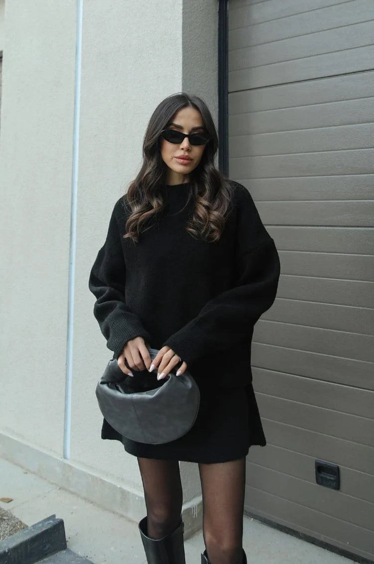 Women's Knitted Sweater and Fitted Skirt Set