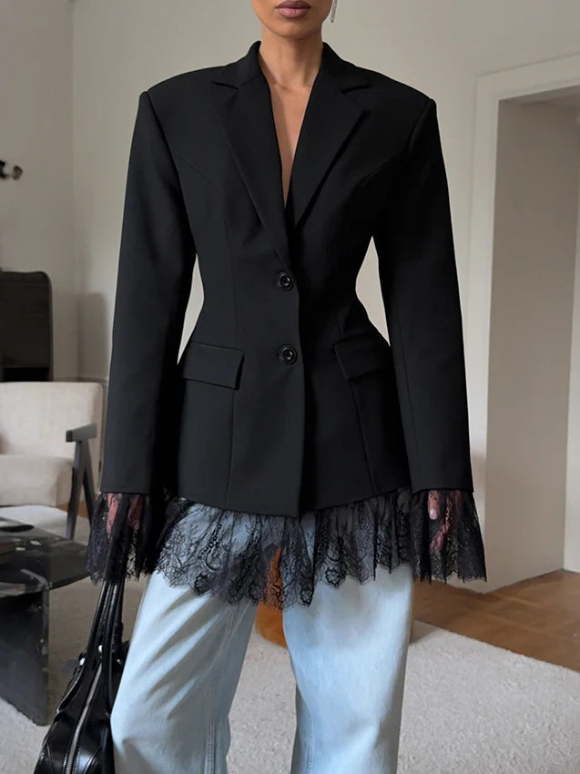 Women's Lace Detail Casual Blazer