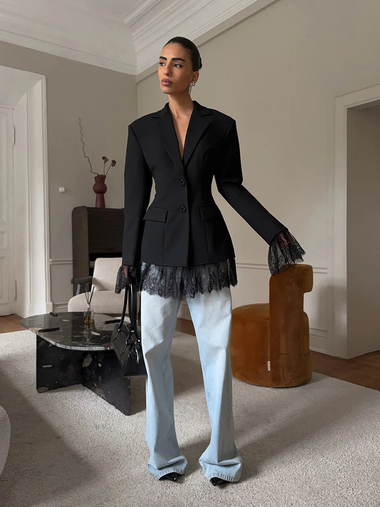 Women's Lace Detail Casual Blazer