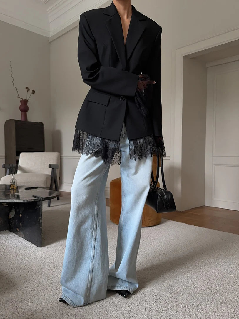 Women's Lace Detail Casual Blazer