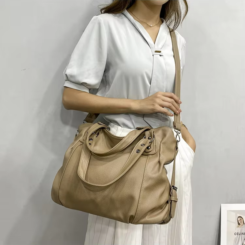 Women's Large Soft Leather Handbag with Adjustable Strap