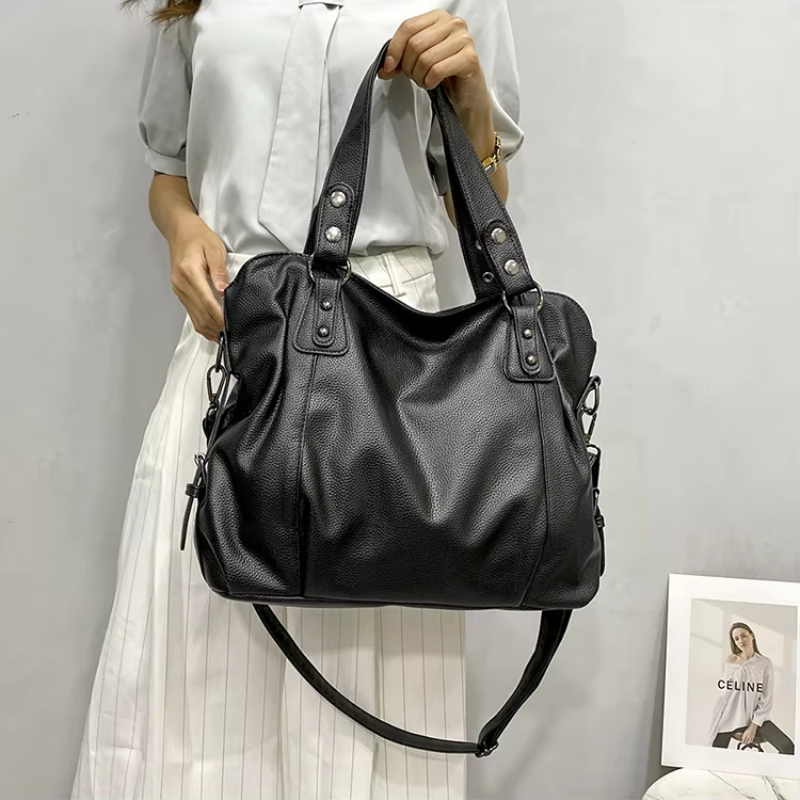 Women's Large Soft Leather Handbag with Adjustable Strap