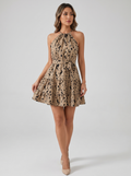 Women's Leopard Print Ruffled Swing Dress