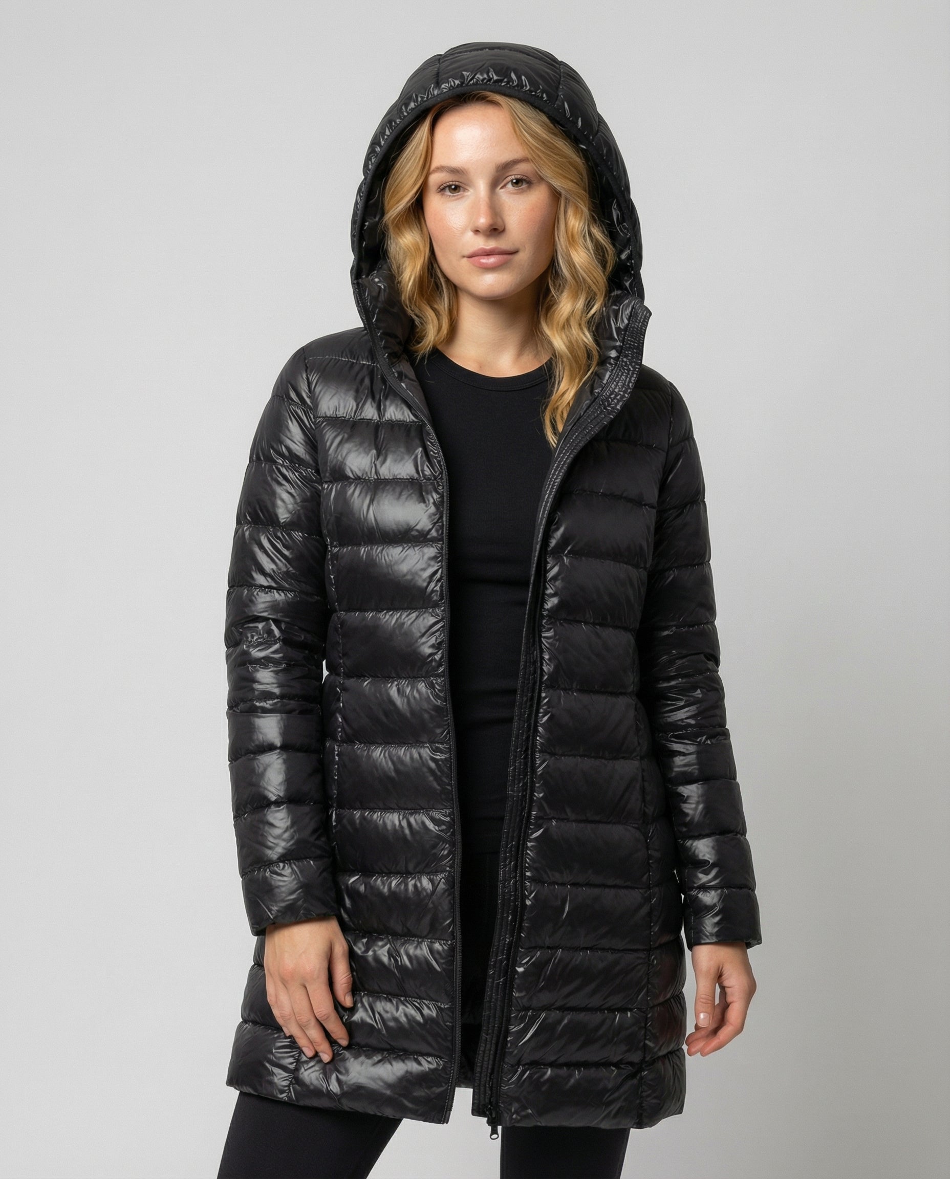 Women's Lightweight Long Coat with Detachable Hood