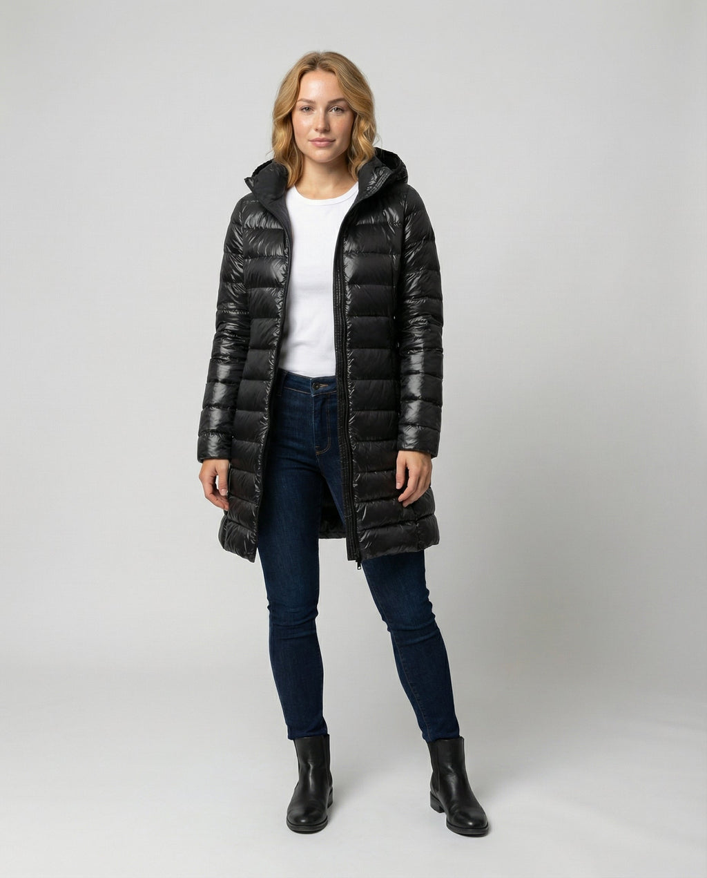 Women's Lightweight Long Coat with Detachable Hood