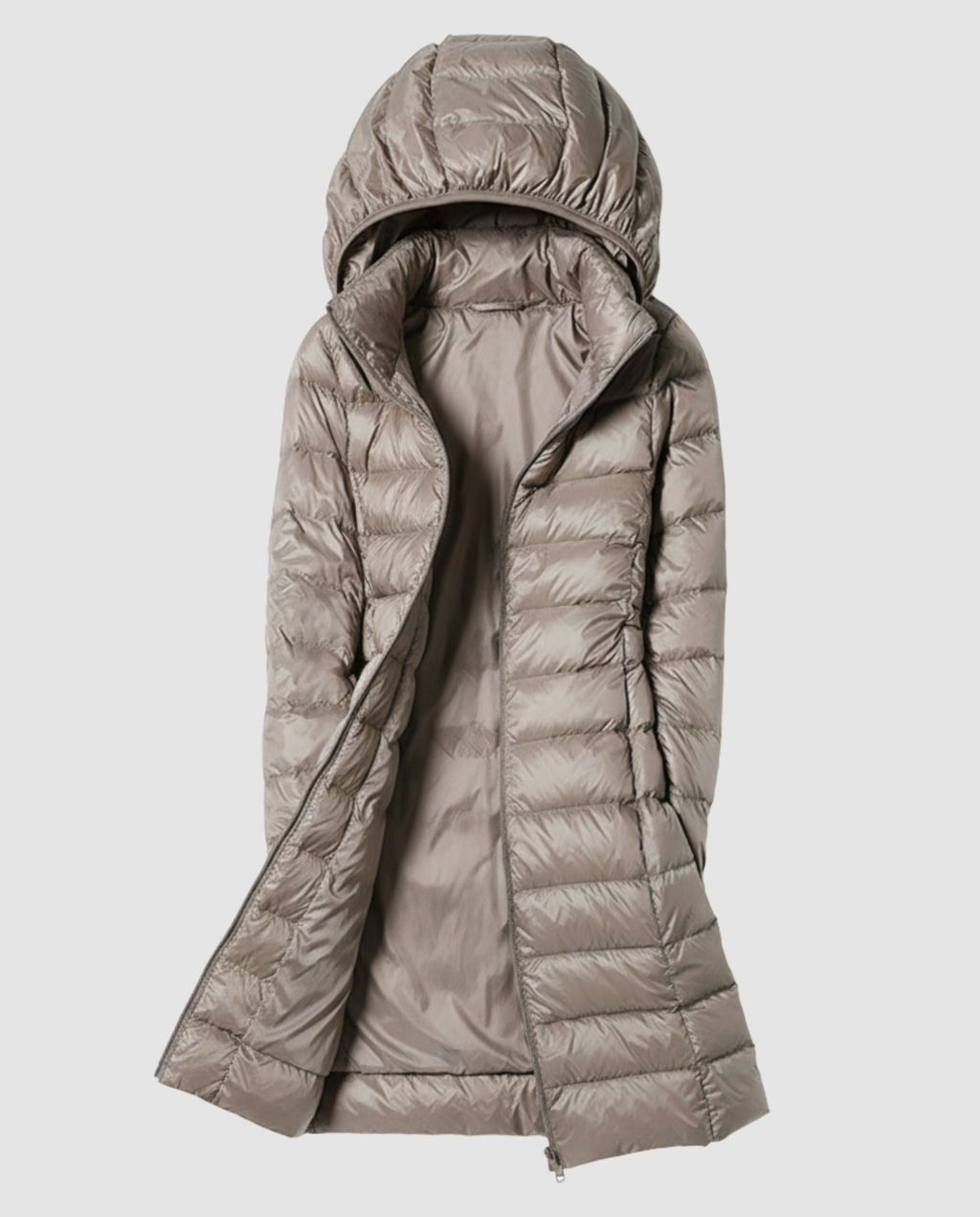 Women's Lightweight Long Coat with Detachable Hood