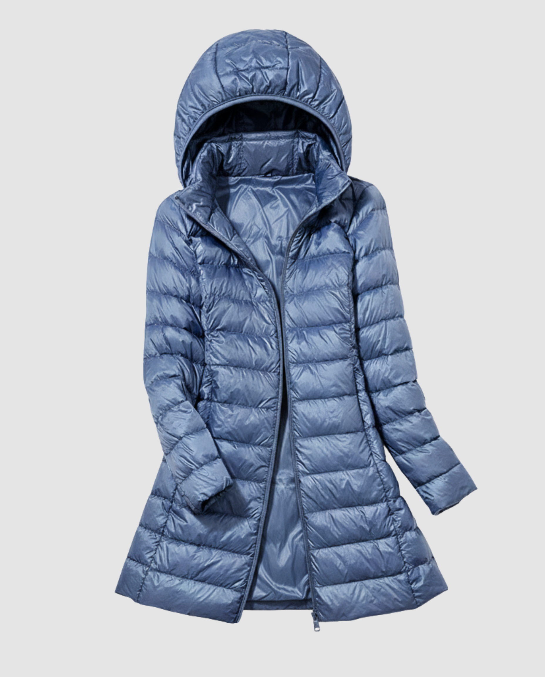Women's Lightweight Long Coat with Detachable Hood