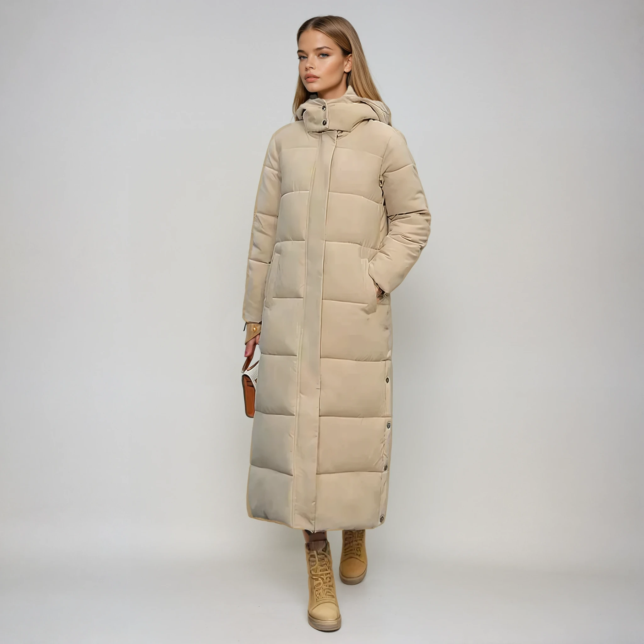 Women's Long Puffer Coat - Quilted Winter Jacket