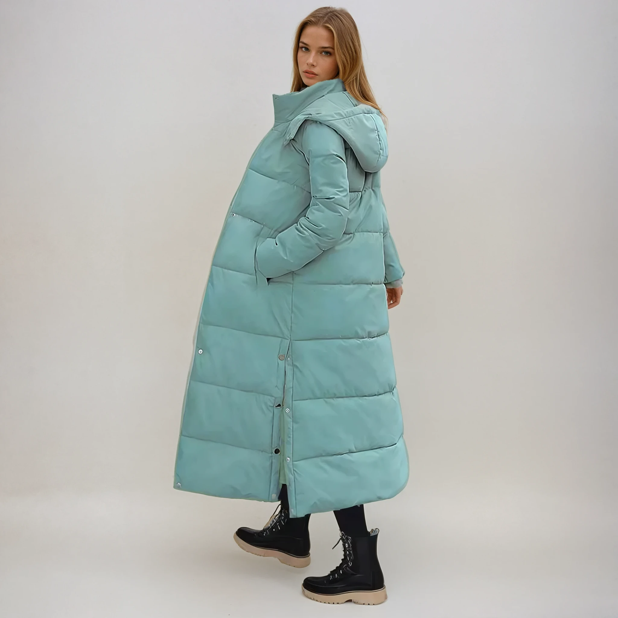 Women's Long Puffer Coat - Quilted Winter Jacket