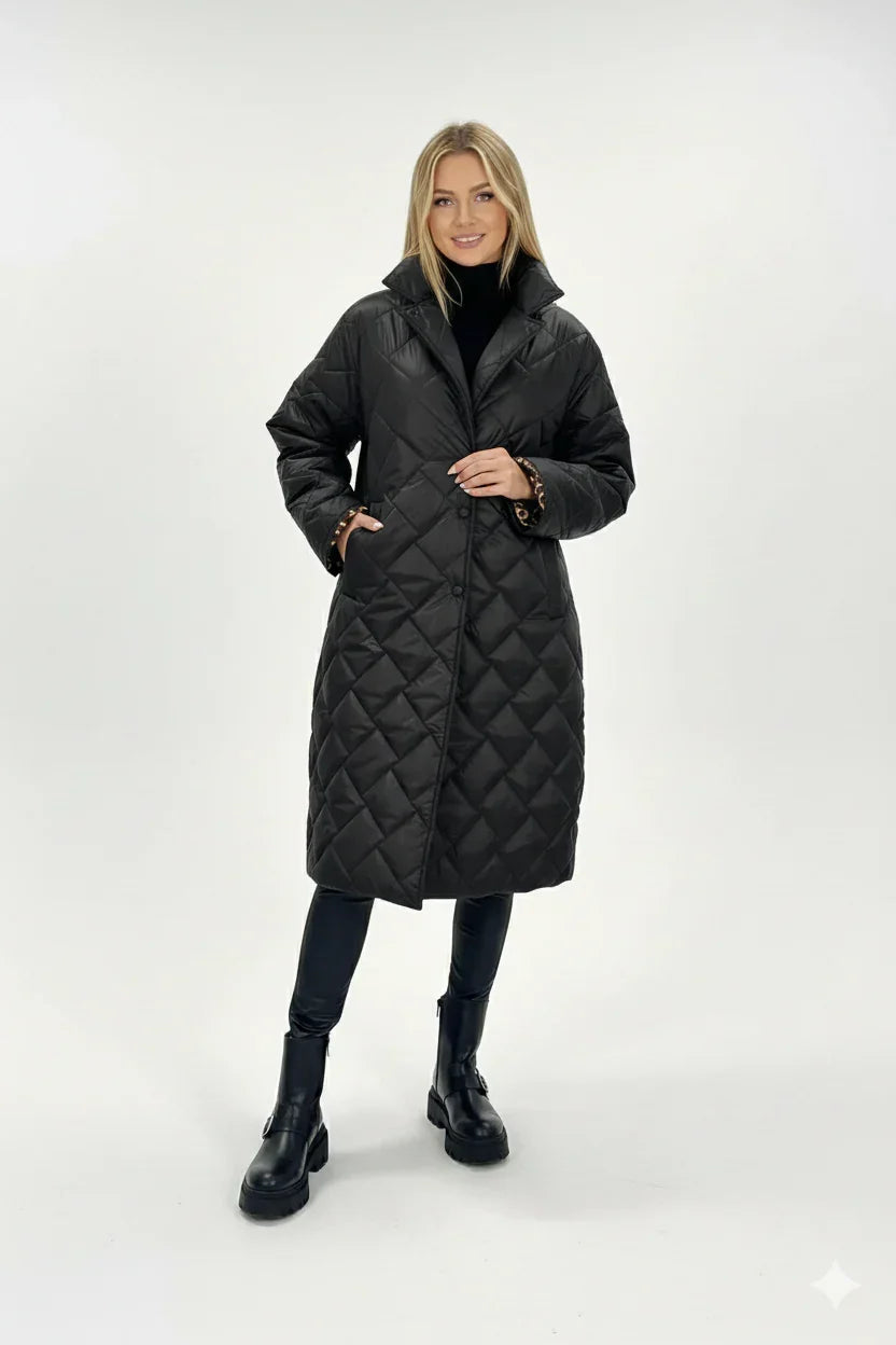 Women's Long Quilted Puffer Coat with Hood