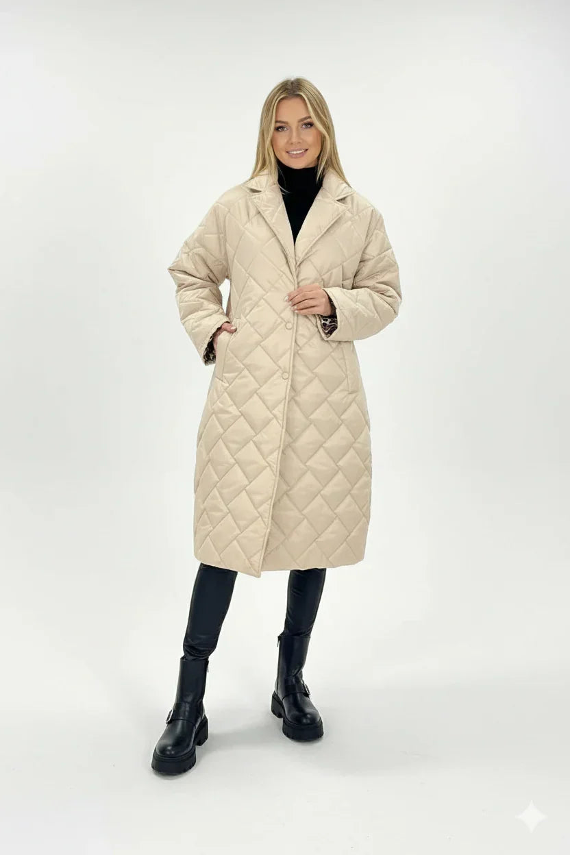 Women's Long Quilted Puffer Coat with Hood