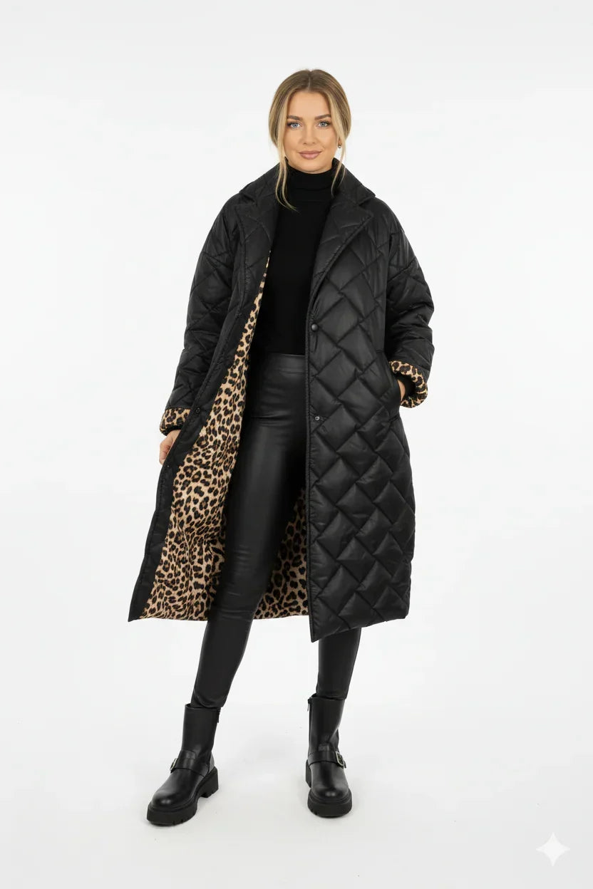 Women's Long Quilted Puffer Coat with Hood