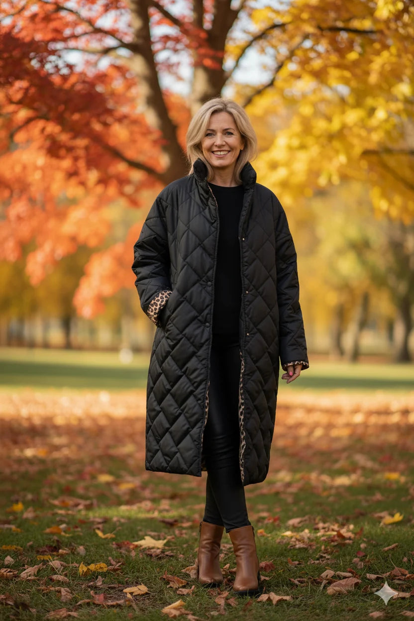 Women's Long Quilted Puffer Coat with Hood