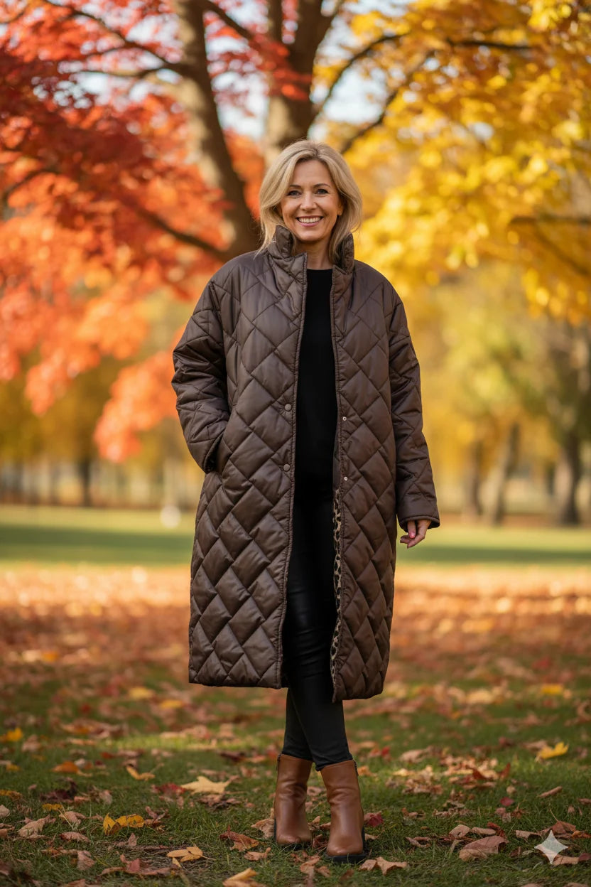 Women's Long Quilted Puffer Coat with Hood
